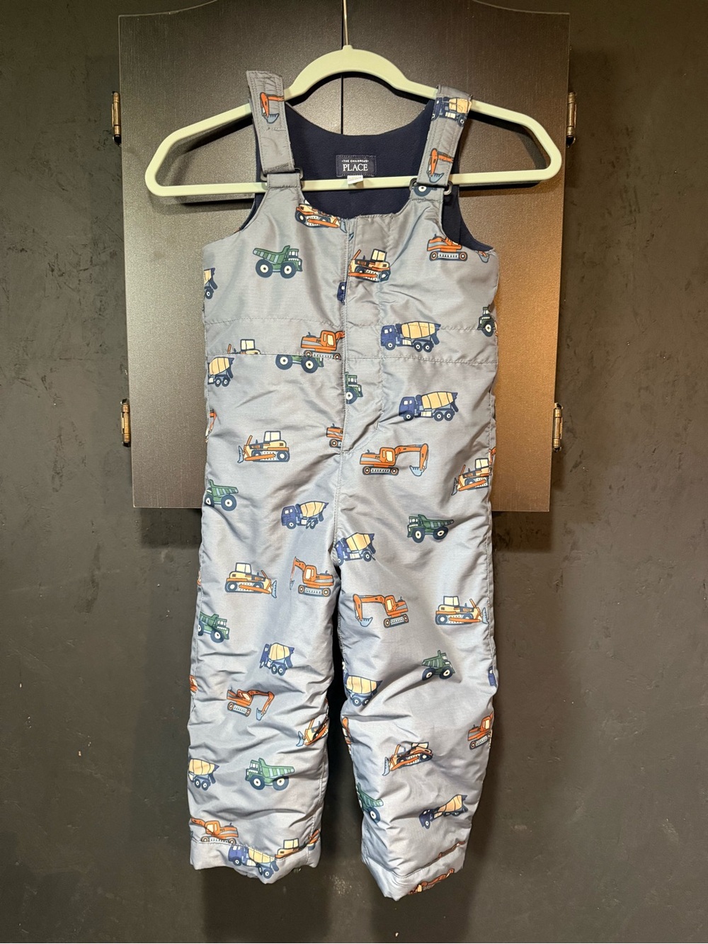 The Children's Place Gray/Blue Construction Print Snow Overalls